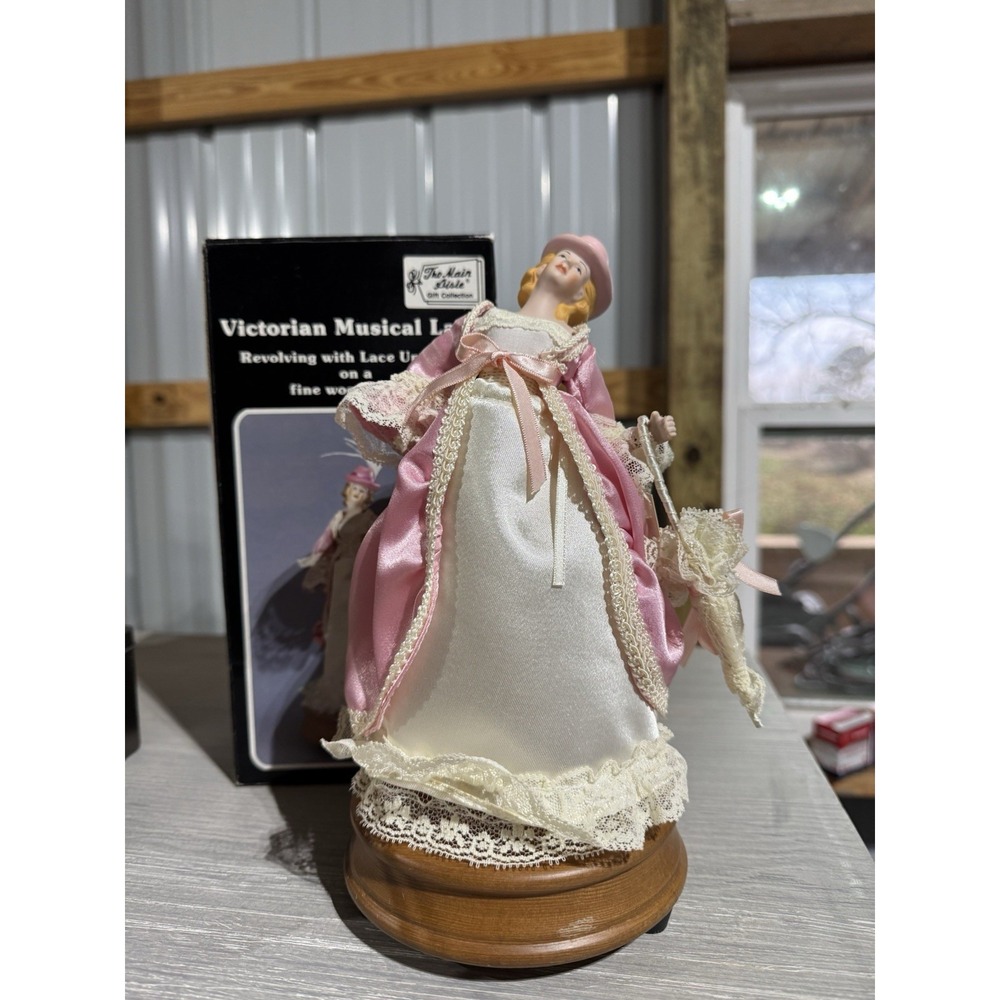 Vintage Victorian Musical Lady Spins On Wooden Base The Main Aisle Gift